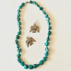 Turquoise Nugget Chunky Beaded Boho Southwest Necklace